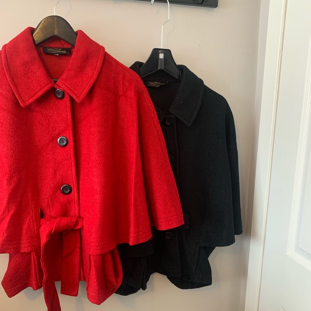 NWOT / Cape Coat / Red / 45% Wool - Picture 2 of 14